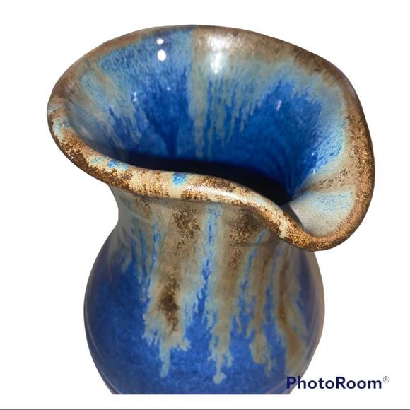 Signed Pigeon River Pottery Tall Pitcher- COBALT BLUE Glazed with Drip - Picture 10 of 13